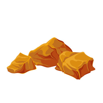 Guggul resin pieces vector illustration. Cartoon isolated dry extract of gum guggul, natural traditional ayurvedic product of Indian mukul myrrh tree, alternative supplement in Ayurveda medicine