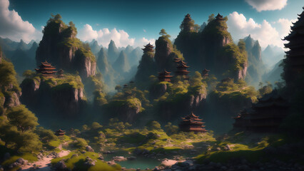 Chinese Fantasy Art Landscape Generative Ai