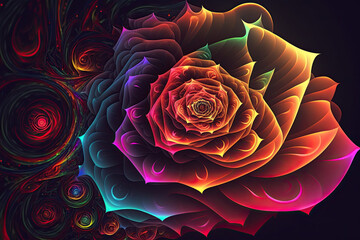 Colorful illustration of a rose. Generative AI