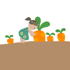 Little girl with carrot garden 