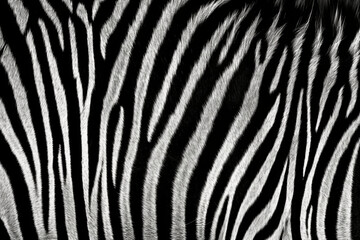 Fototapeta na wymiar Seamless zebra skin or tiger fur stripe pattern. Tileable monochrome bold black and white African safari wildlife background texture animal print camouflage motif created using AI