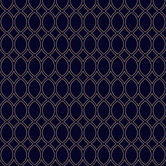 Luxury golden vector seamless pattern in oriental style. Simple linear black and gold geometric texture. Illustration of mesh, lattice, wavy grid, tissue. Elegant abstract background. Repeat design
