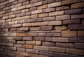 the photo shows a brick wall dark brown and brown, generative ai
