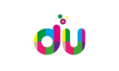 colorful alphabet letter du logo icon design with dots