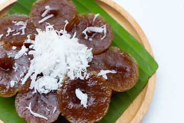 Thai dessert brown sugar (Ko sui) with grated coconut