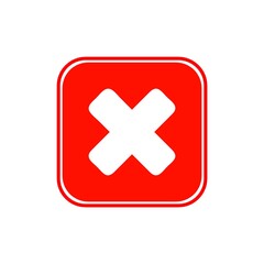 Red cross symbol icon element, Simple no graphic design, symbol rejected. Isolated on white background. Illustration design. 