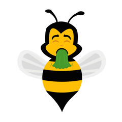 vector illustration bee cartoon vomiting