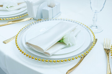 decorated festive wedding table setting 