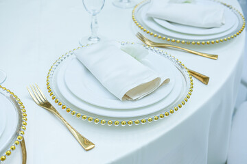 decorated festive wedding table setting 