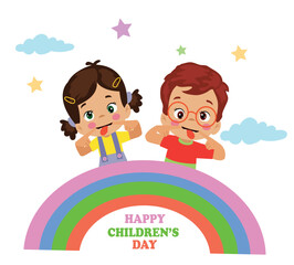 A poster for the children's day with the words happy children's day