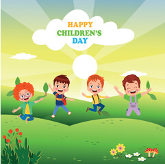 Obraz na płótnie Canvas A poster for the children's day with the words happy children's day