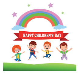 A poster for the children's day with the words happy children's day