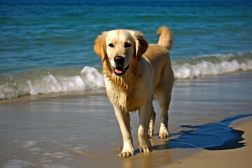 dog on the beach Ai generative