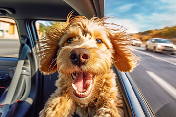 Dog Enjoying a car ride Ai generative