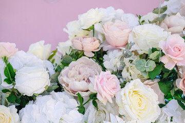bouquet of white roses congratulations for the wedding postcard wedding
