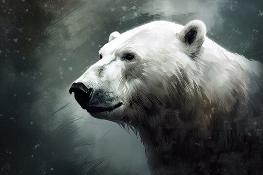 The Majestic White Polar Bear - An Illustration of Arctic Nature and Wildlife: Generative AI