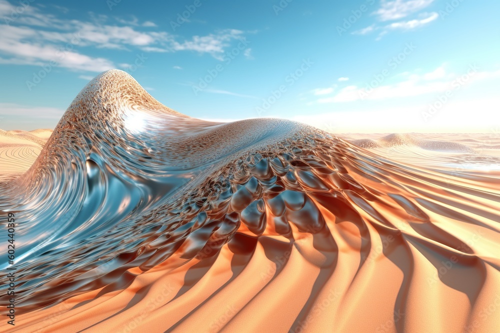 Wall mural Abstract waves in desert. Generative AI.