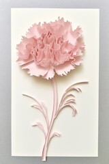 Mother's day card, papercut carnation motif. Generative AI.