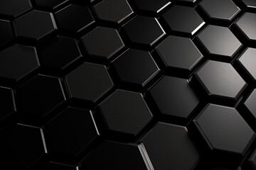 Onyx black hexagon background. Generative AI.