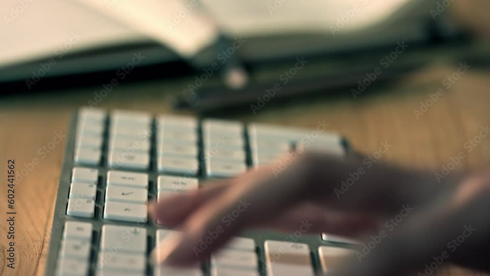 Poster zoom, hacker or programmer hands with keyboard for database coding, web design or typing ux software