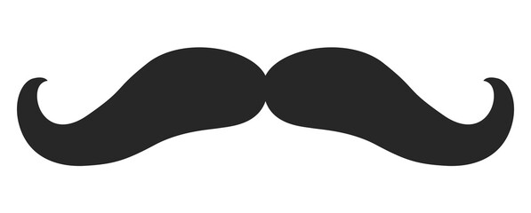 Handlebar Moustache Beard style men illustration Facial hair mustache. Vector black male Fashion template flat barber collection set. Stylish hairstyle isolated outline on white background.