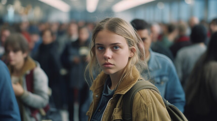 Fototapeta premium teenage girl with serious expression, everyday life, bad mood