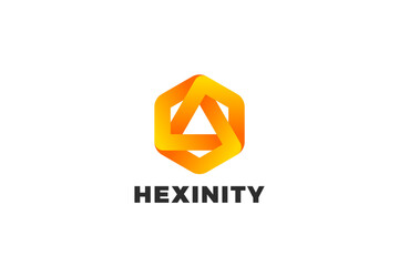 Hexagon Logo Loop Infinite Design Vector template. Hexagonal infinity Looped shape corporate modern logotype.