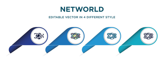 networld icon in 4 different styles such as filled, color, glyph, colorful, lineal color. set of vector for web, mobile, ui