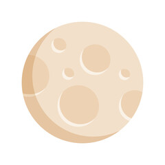 Vector illustration of the full moon with lunar craters. Space object, satellite. Halloween spooky symbol.