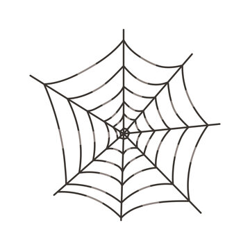 Vector illustration of black spider web or cobweb. Halloween spooky symbol. Natural trap for insects