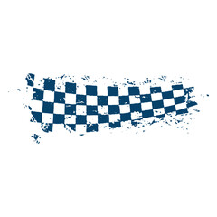 Grunge race flag, tire track with checker marks pattern on vector background.