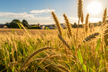 Obraz premium cornfield, idyllic, summer sun spring summer. Generative AI