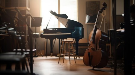 Music room A space designated for practicing and playing. AI generated