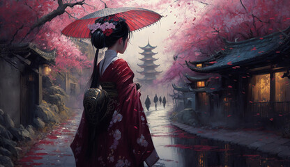 Obraz premium kyoto japanese style, illustration, Generative AI