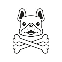 dog vector french bulldog crossbones icon pirate flag logo puppy bone head face pet character cartoon symbol tattoo stamp scarf illustration design isolated