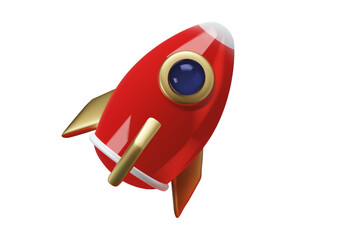 3D Rocket launch on grey background Spaceship icon Startup business concept Space futuristic creative design 3d vector illustration