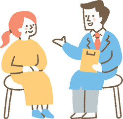 医者の診察を受ける患者_色