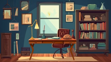 Study room - A room in a house where a person can relax. AI generated