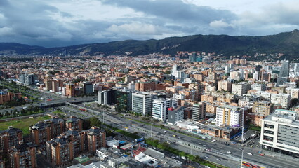 Fototapeta na wymiar AERIAL IMAGES OF BOGOTA WITH DRONE AND ITS ROOFS
