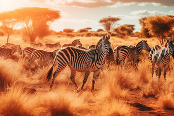 zebras in the savannah made with generative ai