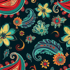 Paisley seamless pattern. Ethnic traditional colorful paisley vector pattern. pattern for textile design or fabrics