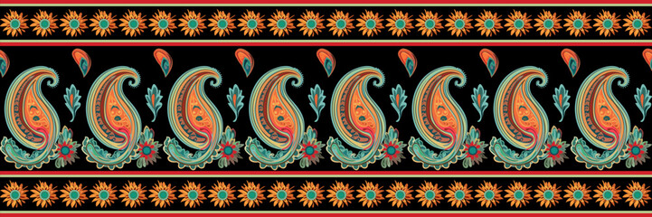 Paisley seamless pattern. Ethnic traditional colorful paisley vector pattern. pattern for textile design or fabrics