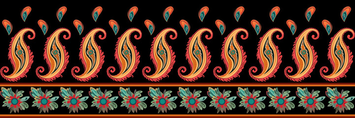 Paisley seamless pattern. Ethnic traditional colorful paisley vector pattern. pattern for textile design or fabrics