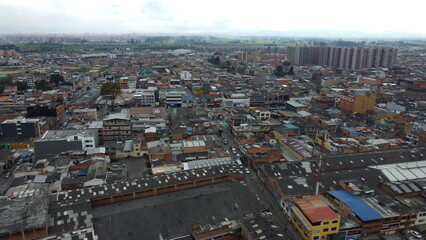 Fototapeta na wymiar AERIAL IMAGES OF BOGOTA WITH DRONE AND ITS ROOFS