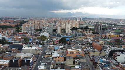 Obraz premium AERIAL IMAGES OF BOGOTA WITH DRONE AND ITS ROOFS