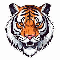 A tiger's face with a white background - created with Generative AI technology