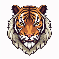 Fototapeta na wymiar A tiger's face with a white background - created with Generative AI technology