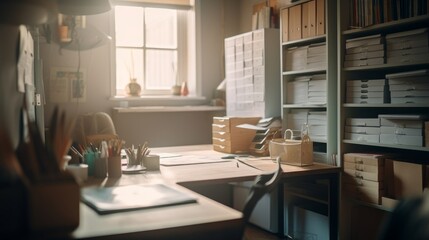 Home office A room designated for work and professional. AI generated