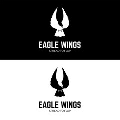 Eagle spread wings to flap logo design icon