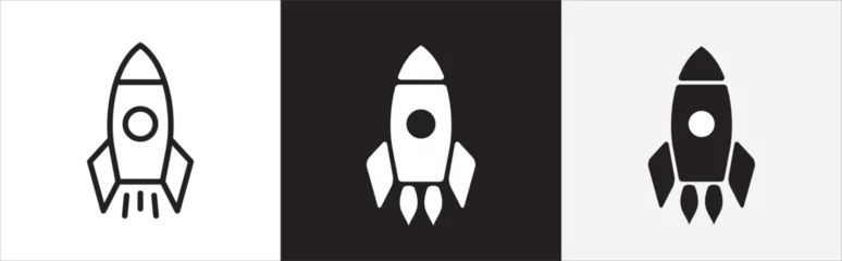 Foto op Canvas Rocket icon set. Business start up symbol. Rocket launching sign. Vector in flat and outline design style. Vector stock illustration. © great19